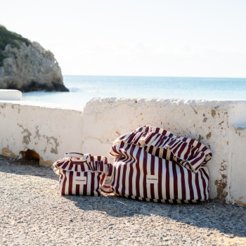 Preview: Ruffle Shoulder Bag Bordeaux Stripe
